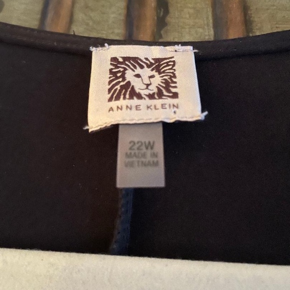 Anne Klein size 22W Vintage 3/4 Sleeve Black Knit blend Faux Wrap Dress - Picture 3 of 5